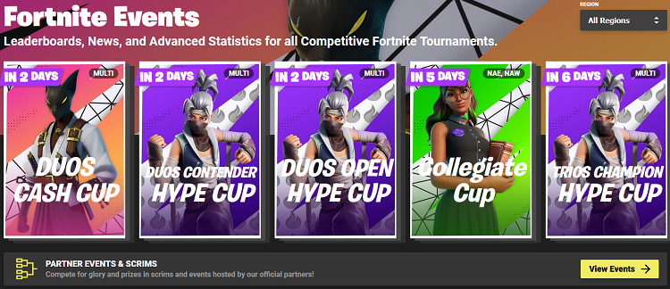 Fortnite Events - Competitive Tournaments