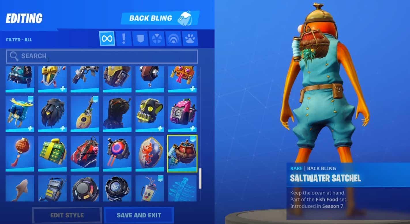 Fishstick Fortnite Skin With Saltwater Satchel Back