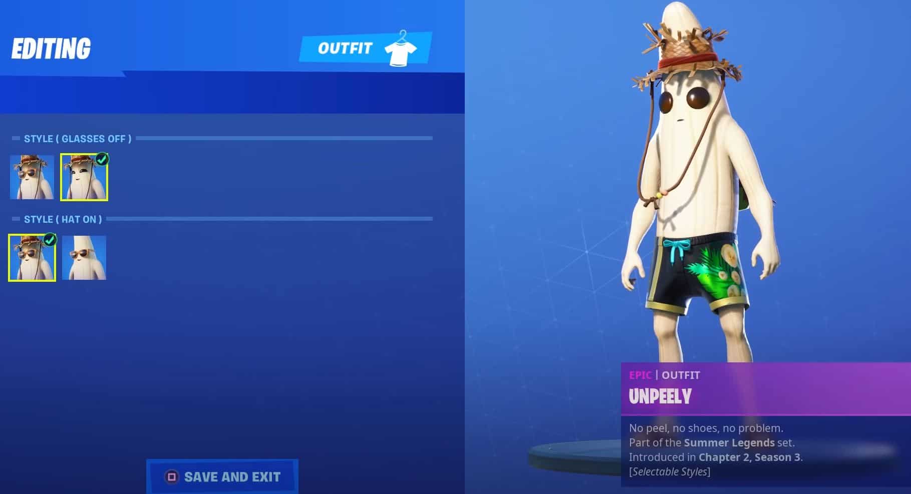 Fortnite Unpeely Skin Glasses Off