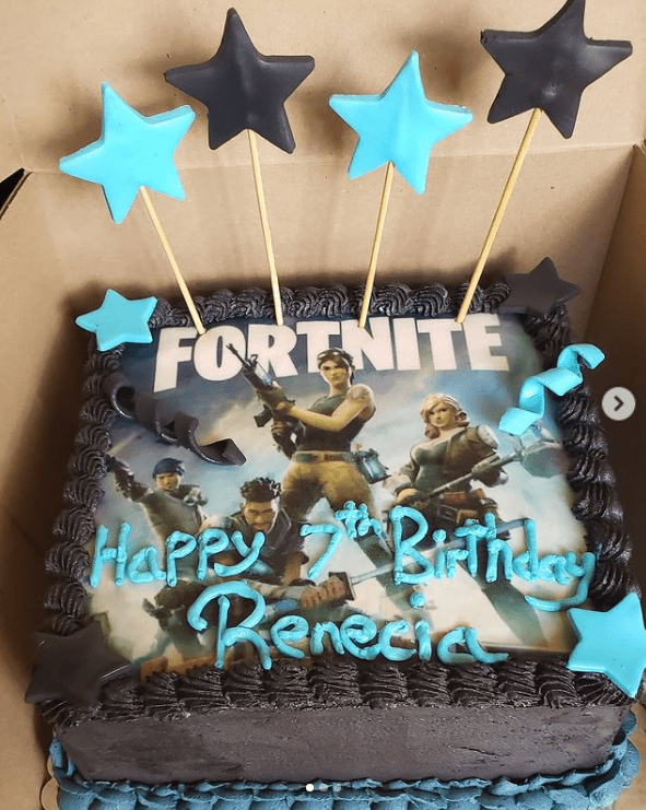 Homemade Fortnite Logo Cake