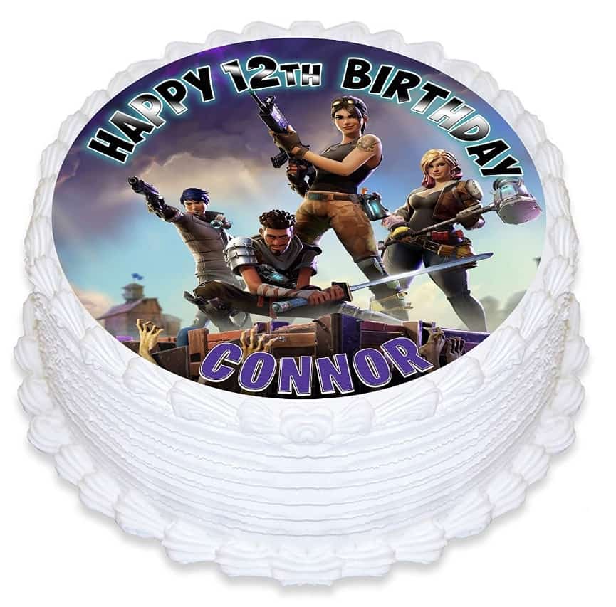 Personalized Round Fortnite Logo Cake